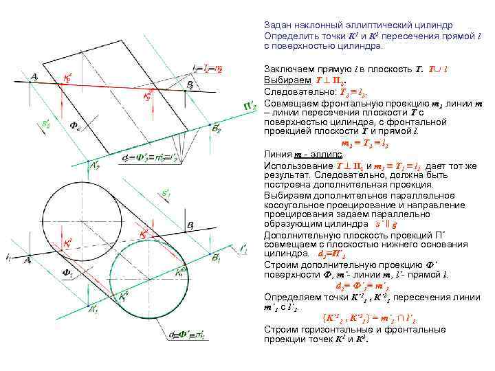 Определить точки пересечения прямой с поверхностью