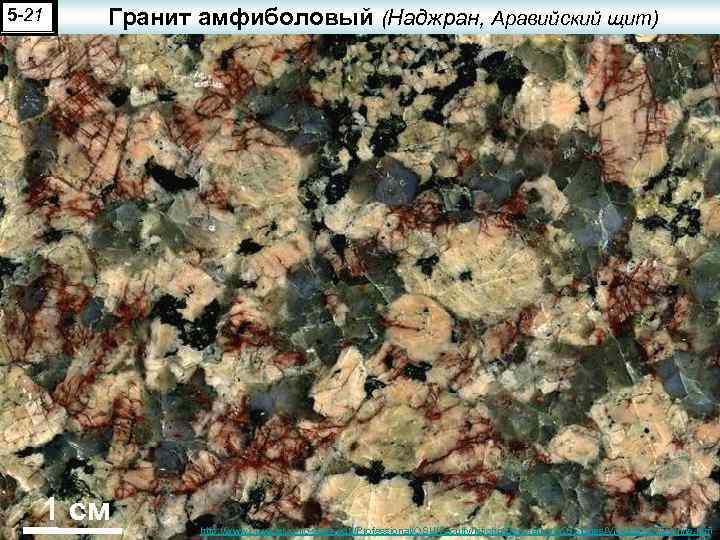 5 -21 Гранит амфиболовый (Наджран, Аравийский щит) 1 см http: //www 1. newark. ohio-state.
