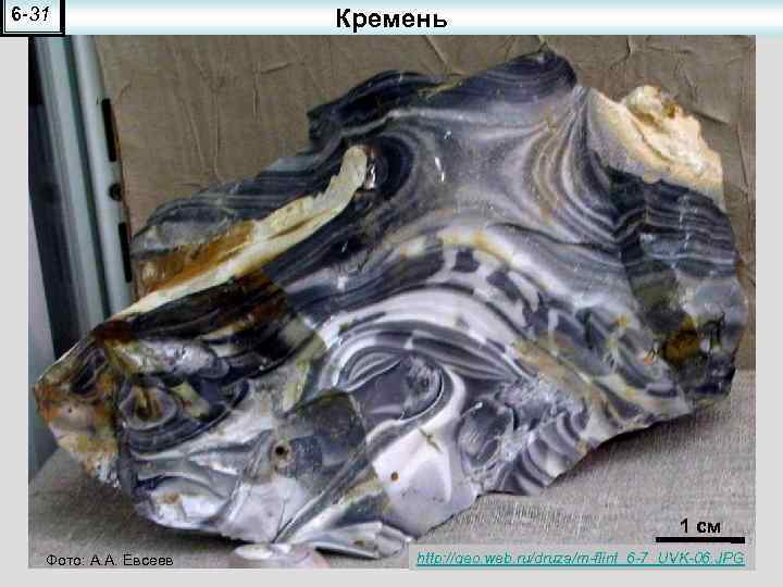 6 -31 Кремень 1 см Фото: А. А. Евсеев http: //geo. web. ru/druza/m-flint_6 -7_UVK-06.