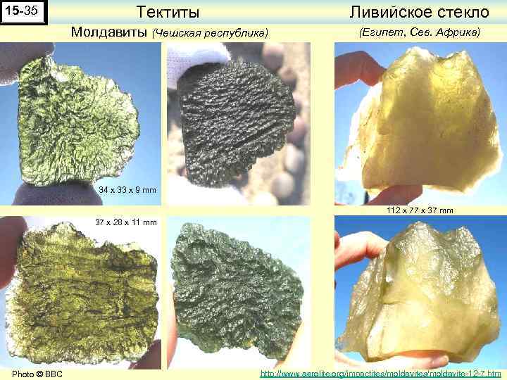 15 -35 Тектиты Ливийское стекло Молдавиты (Чешская республика) (Египет, Сев. Африка) 34 x 33