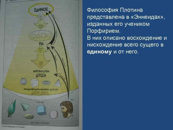 Философия Плотина представлена в «Эннеидах» , изданных его учеником Порфирием. В них описано восхождение