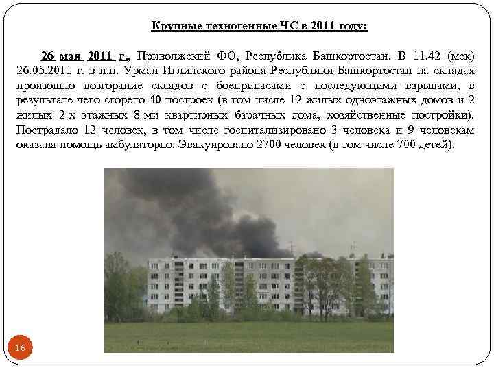 Крупные техногенные ЧС в 2011 году: 26 мая 2011 г. , Приволжский ФО, Республика