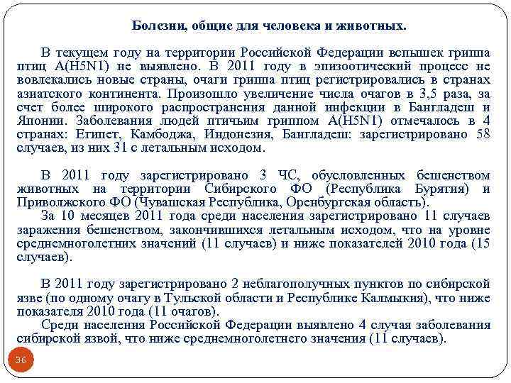 Болезни, общие для человека и животных. В текущем году на территории Российской Федерации вспышек