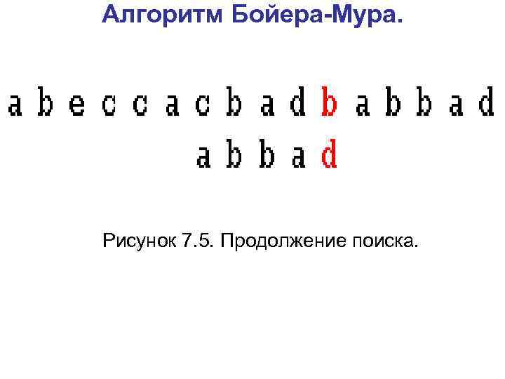 Алгоритм Бойера-Мура. Рисунок 7. 5. Продолжение поиска. 