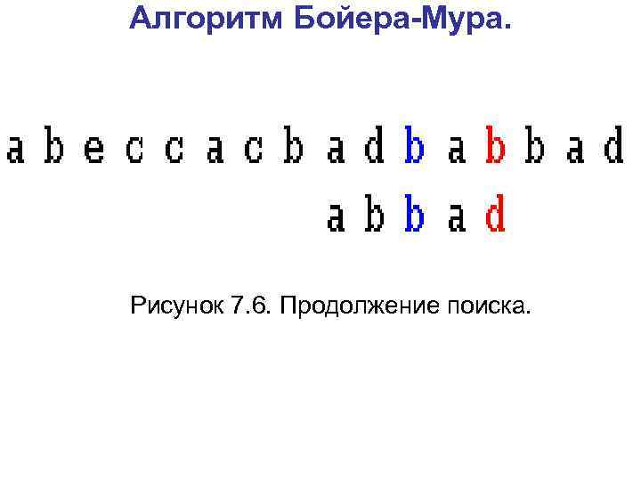 Алгоритм Бойера-Мура. Рисунок 7. 6. Продолжение поиска. 