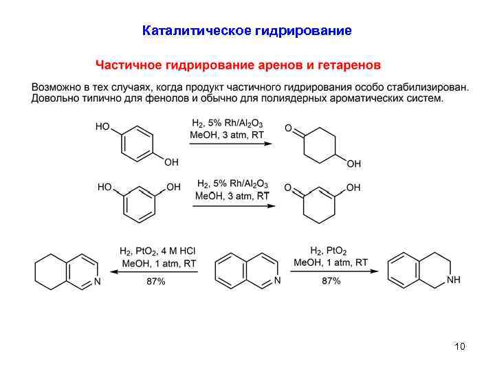 Схема реакции гидрирования