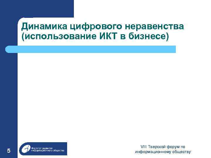 Динамика цифрового неравенства (использование ИКТ в бизнесе) 5 VIII Тверской форум по информационному обществу