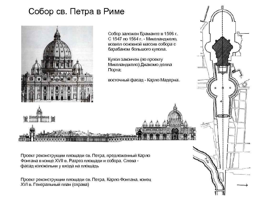 Собор св. Петра в Риме Собор заложен Браманте в 1506 г. С 1547 по