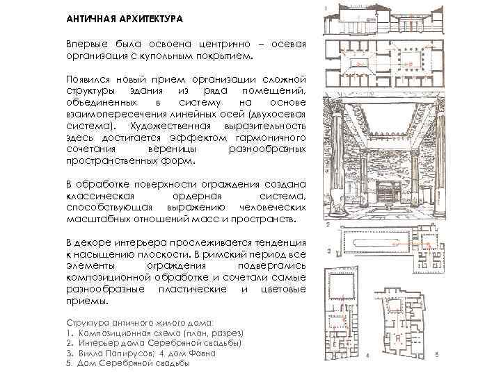 АНТИЧНАЯ АРХИТЕКТУРА Впервые была освоена центрично – осевая организация с купольным покрытием. Появился новый