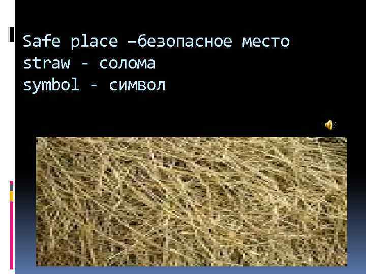 Safe place –безопасное место straw - солома symbol - символ 