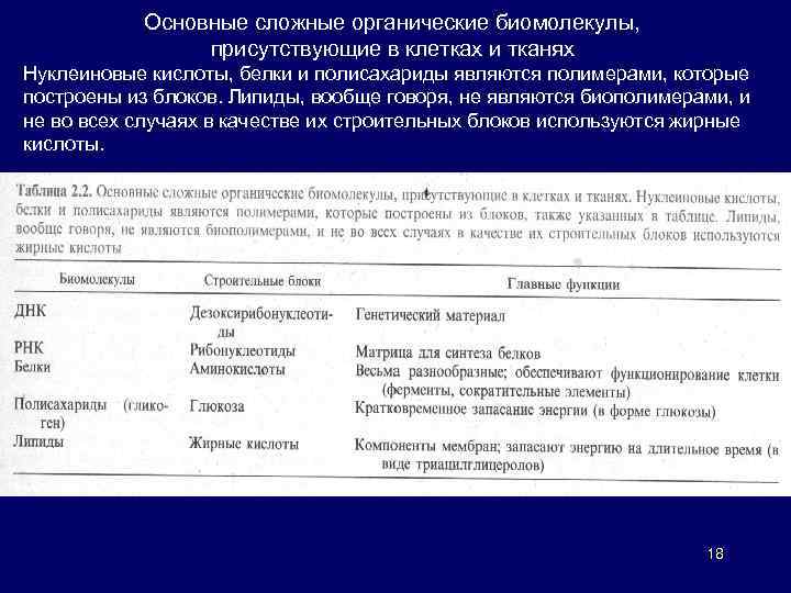 Основные сложные органические биомолекулы, присутствующие в клетках и тканях Нуклеиновые кислоты, белки и полисахариды