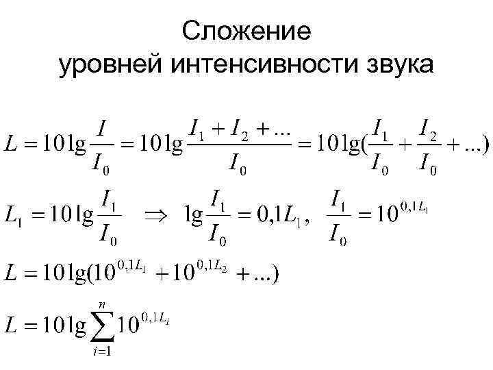 Сложение уровней интенсивности звука 