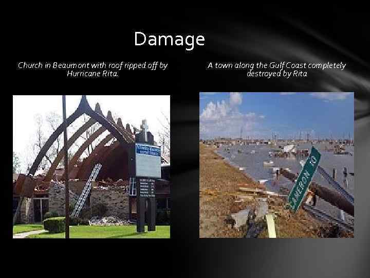 Damage Church in Beaumont with roof ripped off by Hurricane Rita. A town along