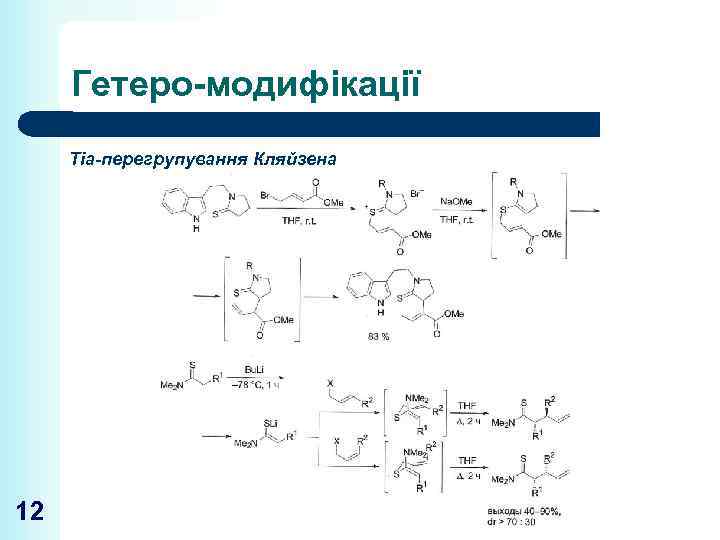 Гетеро-модифікації Тіа-перегрупування Кляйзена 12 