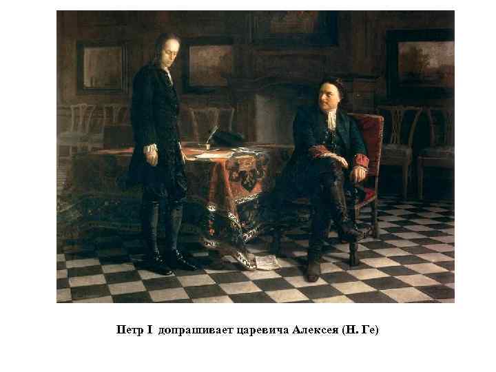 Петр I допрашивает царевича Алексея (Н. Ге) 