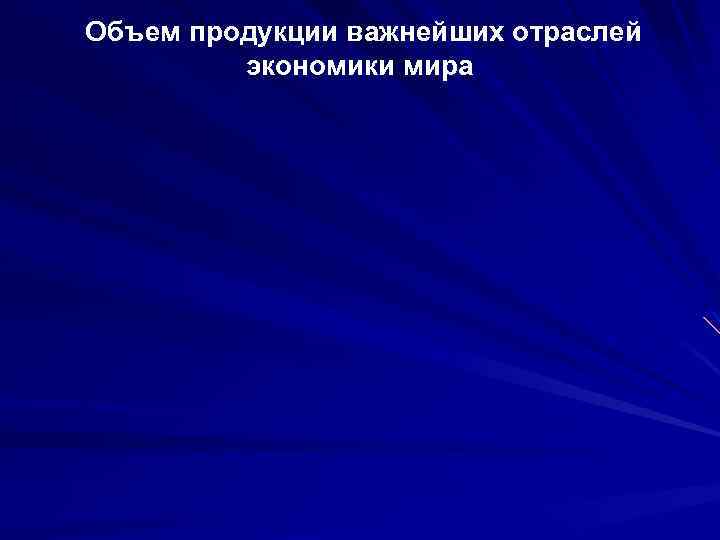  Объем продукции важнейших отраслей экономики мира 