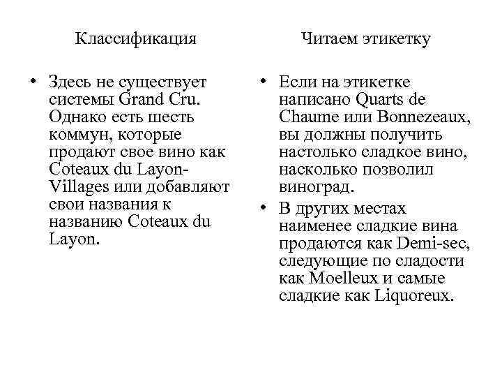 Классификация • Здесь не существует системы Grand Cru. Однако есть шесть коммун, которые продают