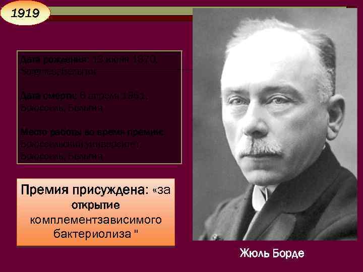 1919 Дата рождения: 13 июня 1870, Soignies, Бельгия Дата смерти: 6 апреля 1961, Брюссель,