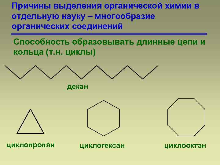 Выделение органических веществ. Циклооктан. Причины выделения органической химии в отдельную науку. Циклооктан формула. Циклогептан формула.