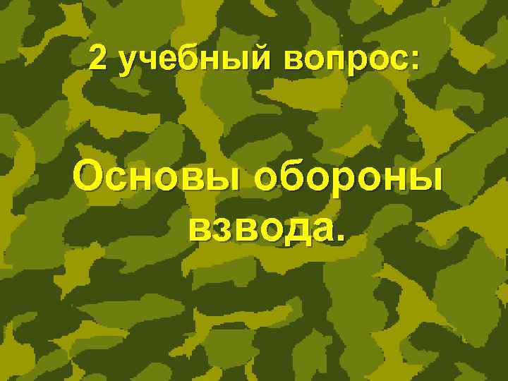 2 учебный вопрос: Основы обороны взвода. 