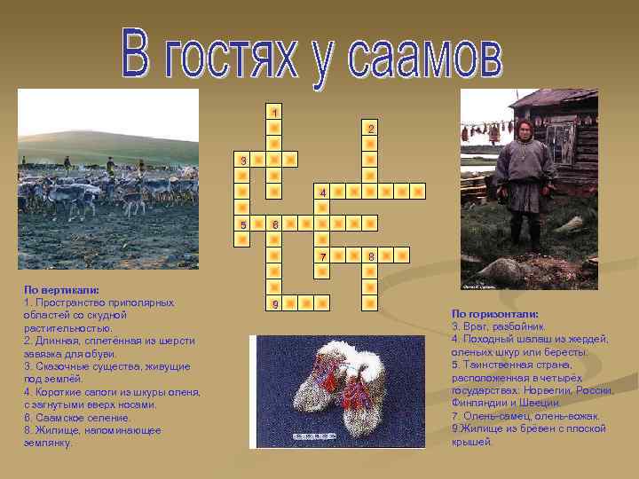 1 2 3 4 5 6 7 По вертикали: 1. Пространство приполярных областей со