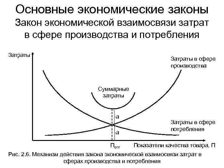 Основные экономические законы Закон экономической взаимосвязи затрат в сфере производства и потребления Затраты в