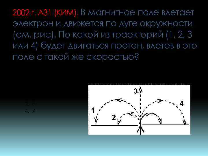 Протон влетает в однородное магнитное поле со скоростью v на каком из рисунков траектория