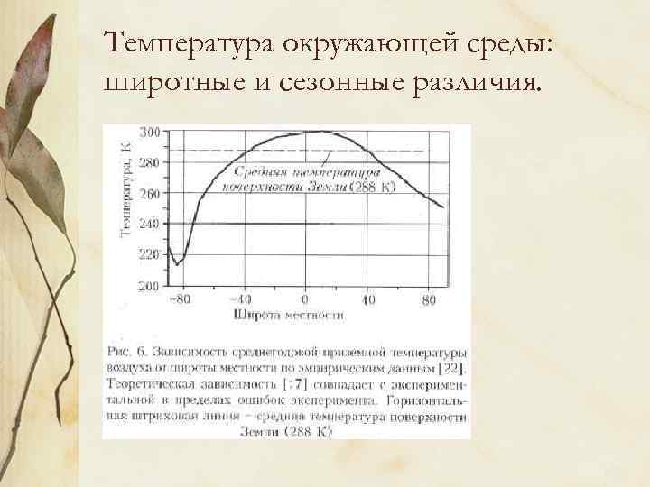Температура окружающей среды: широтные и сезонные различия. 