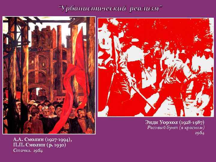 “Урбанистический реализм” Энди Уорхол (1928 -1987) Расовый бунт (в красном) 1964 А. А. Смолин