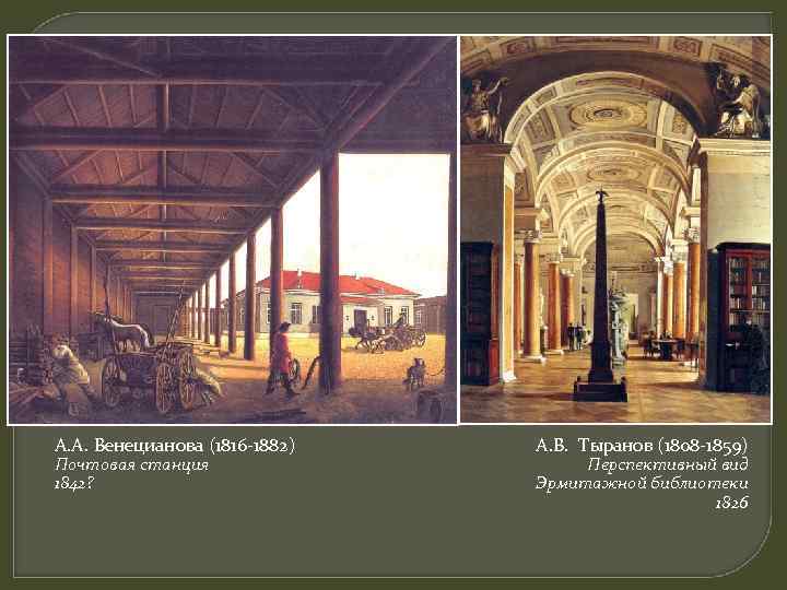 А. А. Венецианова (1816 -1882) Почтовая станция 1842? А. В. Тыранов (1808 -1859) Перспективный