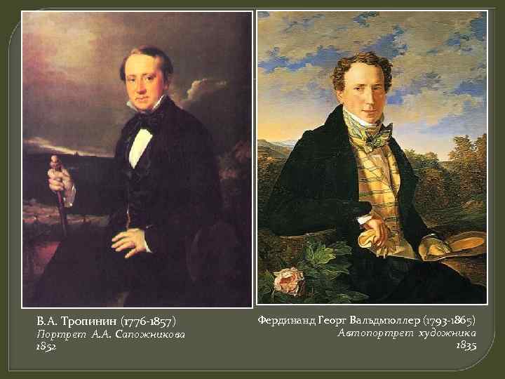 В. А. Тропинин (1776 -1857) Портрет А. А. Сапожникова 1852 Фердинанд Георг Вальдмюллер (1793