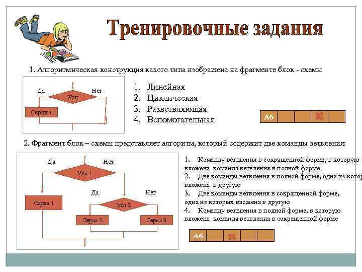 Алгоритмическая конструкция какого типа изображена на блок схеме