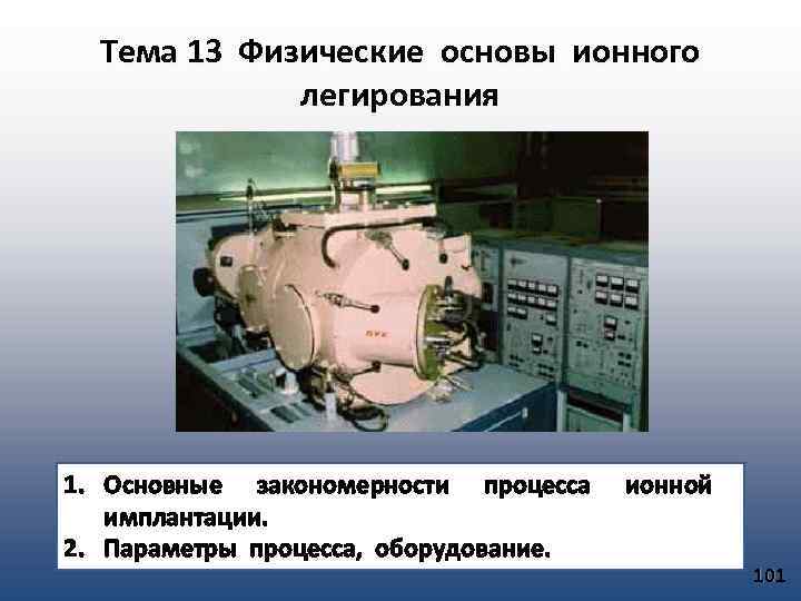 Тема 13 Физические основы ионного легирования 1. Основные закономерности процесса ионной имплантации. 2. Параметры