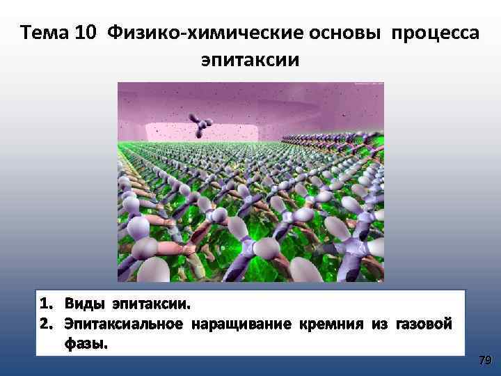 Тема 10 Физико-химические основы процесса эпитаксии 1. Виды эпитаксии. 2. Эпитаксиальное наращивание кремния из
