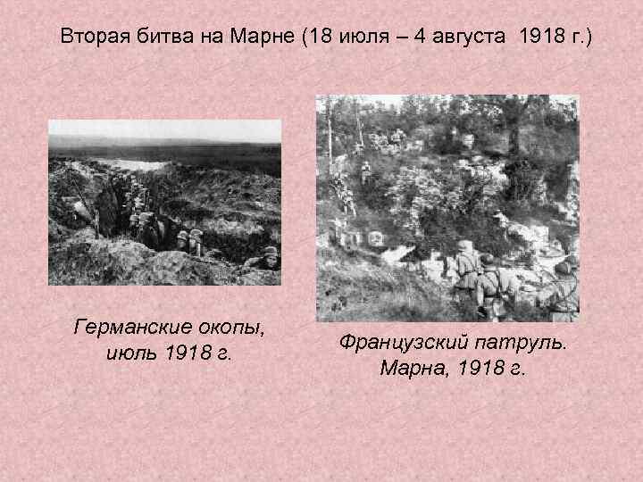 Вторая битва на Марне (18 июля – 4 августа 1918 г. ) Германские окопы,