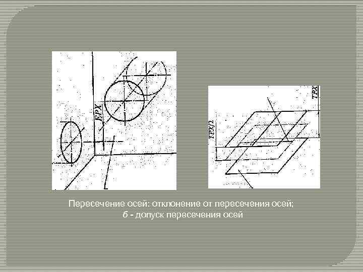 Пересечение осей: отклонение от пересечения осей; б - допуск пересечения осей 