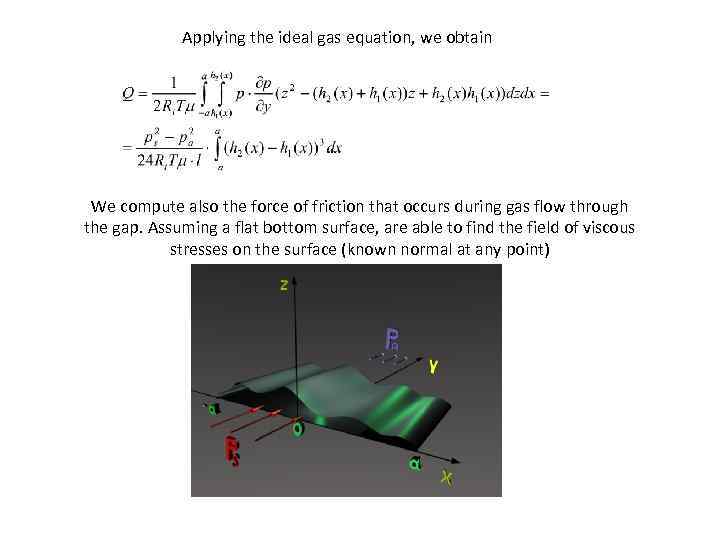 Applying the ideal gas equation, we obtain We compute also the force of friction