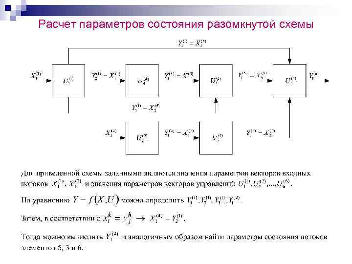 Расчет параметров состояния разомкнутой схемы 