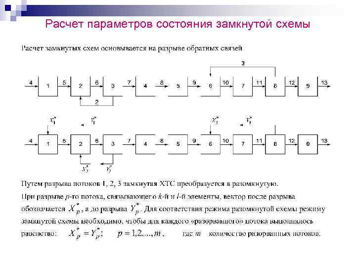 Расчет параметров состояния замкнутой схемы 