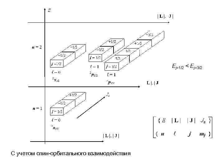 Ej=1/2 < Ej=3/2 С учетом спин-орбитального взаимодействия 