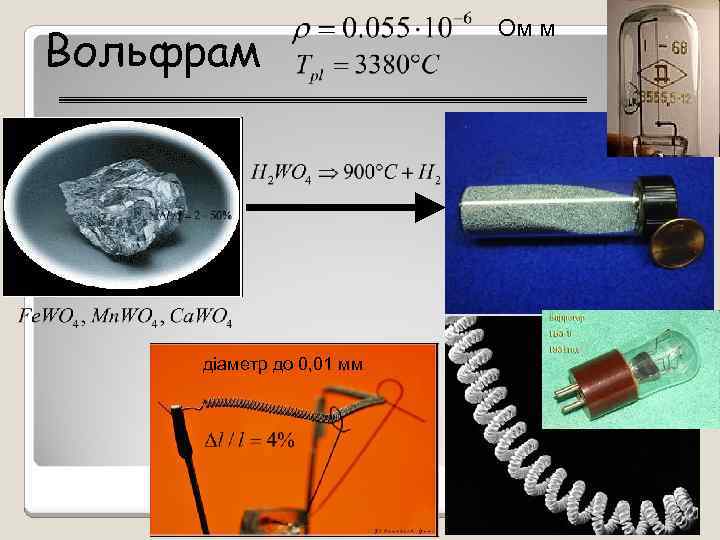 Вольфрам діаметр до 0, 01 мм Ом м 