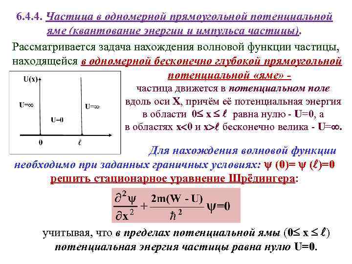 Частица в одномерной прямоугольной потенциальной яме