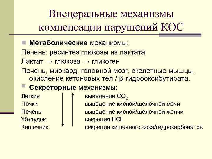 Компенсация нарушения. Механизмы компенсации нарушений кос. Механизмы компенсации патофизиология. Механизмы регуляции кос. Нарушения кос патофизиология.