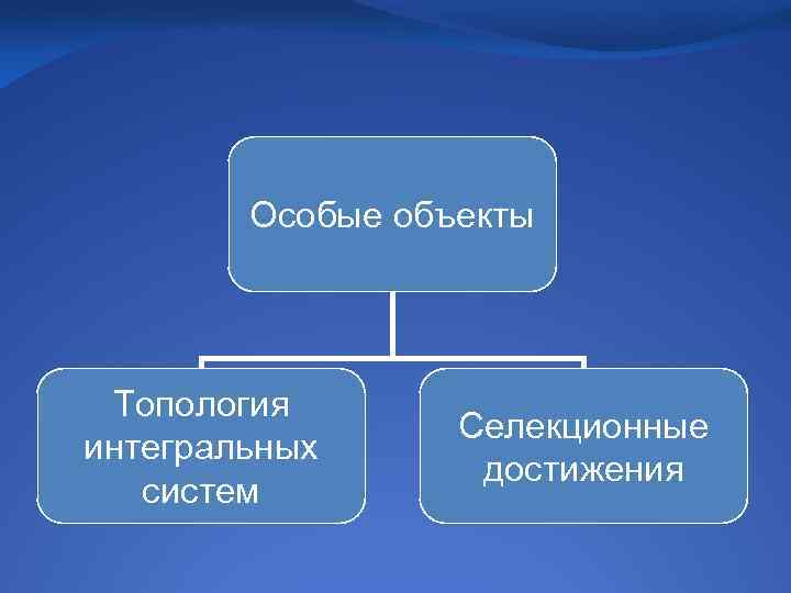 Особые объекты Топология интегральных систем Селекционные достижения 