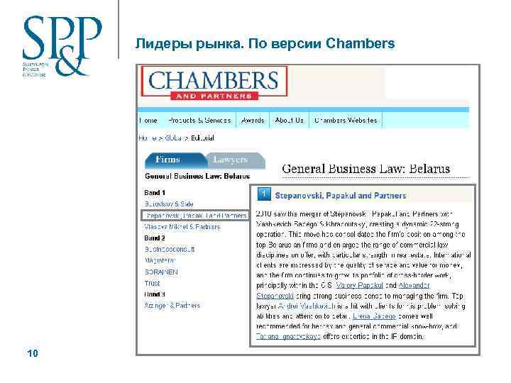 Лидеры рынка. По версии Chambers 10 