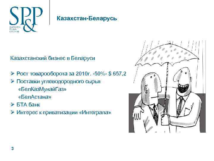 Казахстан-Беларусь Казахстанский бизнес в Беларуси Ø Рост товарооборота за 2010 г. -50%- $ 657,