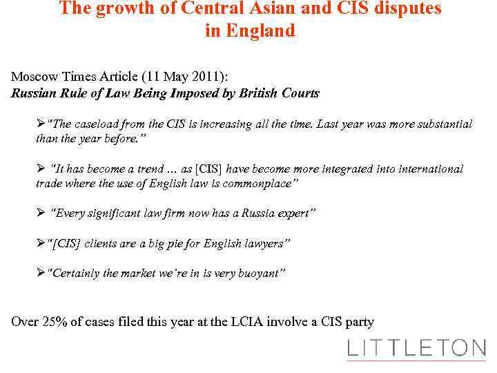 The growth of Central Asian and CIS disputes in England Moscow Times Article (11