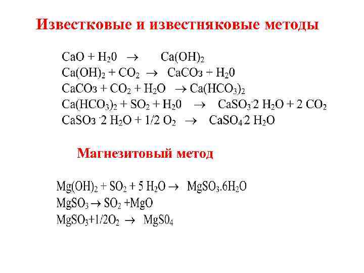 Известковые и известняковые методы Магнезитовый метод 