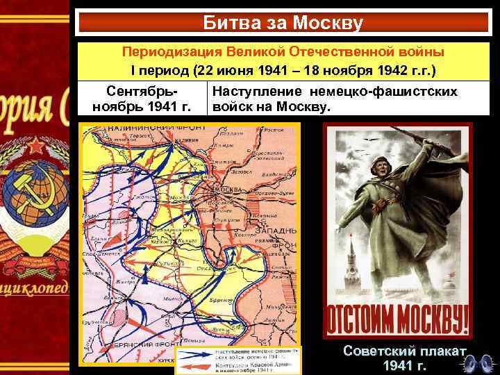 Битва за Москву Периодизация Великой Отечественной войны I период (22 июня 1941 – 18