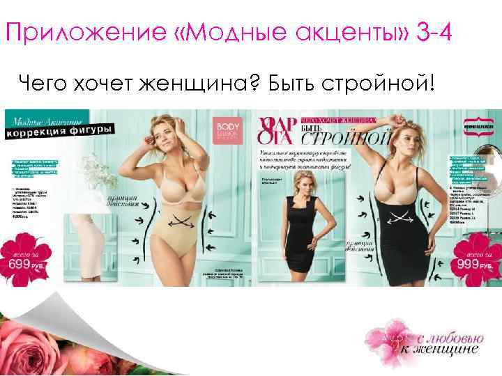Приложение «Модные акценты» 3 -4 Чего хочет женщина? Быть стройной! 